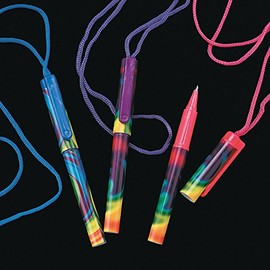 Tie Dyed Pen On A Rope - Set of 12 - Stationary Party Supplies and Teacher Giveaways
