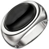 Jobo Women's Ring 925 Silver with Onyx, Silver, Onyx
