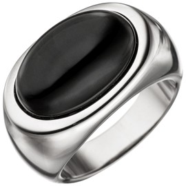 Jobo Women's Ring 925 Silver with Onyx, Silver, Onyx