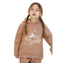 Miababy Winter Tracksuit for Kids - Three Thread Fabric Raised Set, Warm Cotton Top & Bottom, Printed Design, Sizes 2-8 Years, Stylish & Comfortable (UK, Age, 6 Years, Regular, Brown)