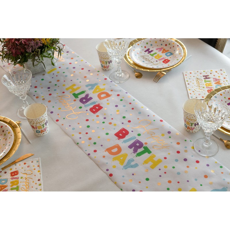 Happy Birthday Table Runner Colourful 30 cm x 5 m