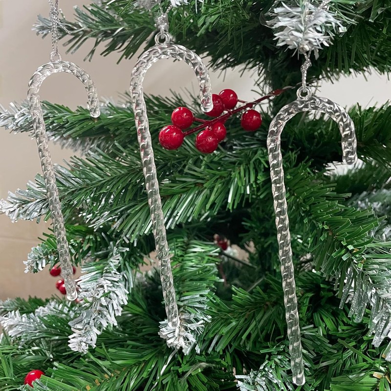 Christmas Candy Cane, Candy Cane Pendant, Christmas Cane Decoration, Clear