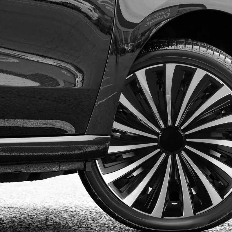 GLEAVI 12 Wheel Caps Wheel Covers: Decorative Black Wheel Hub