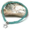 Sea Green Frosted Glass Bead Anklet with Silver Plated Paw