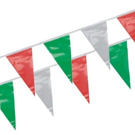 Papstar 19278, 1 foil pennant chain, 4 meter, green - white - red, italy, weatherproof