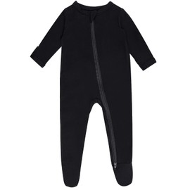 GUISBY Bamboo Baby Sleepers, Double Zipper with Long Sleeve Pajamas Black 0-3 Months