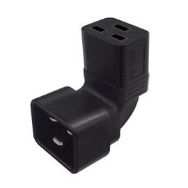 JORINDO IEC320 C20 to C19 AC Power Converter，PDU/UPS C20 Male Plug to C19 Female Socket Power Converter. 90° Elbow L-Shaped，C20 Male 3 pin to C19 Female 3 Hole Converter，C20 to C19