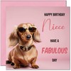 Niece Birthday Card - Fabulous Dachshund Funny Birthday Card for