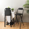 Thyle Folding Bar Stool with Backrest, Leather Padded Counter Height