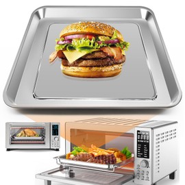 Air Fryer Baking Pan for Nuwave Bravo 12 in 1 21 Qt Air Fryer Toaster Oven, 11.2'' * 10.5'' Air Fryer Grill Pan Grill Plate Crisper Plate Rack Parts Accessories Tray, Stainless Steel