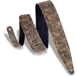 Levy's MG317BOG-BRN Guitar Strap Garment Leather Garment Leather Backing Distressed 2 1/2 Inch Brown