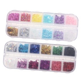 Healvian 2sets Glitter Nail Sequins Decoration Kit Nail Art Stickers for Custom Designs High Luster Shining for Festive Events Craft Projects