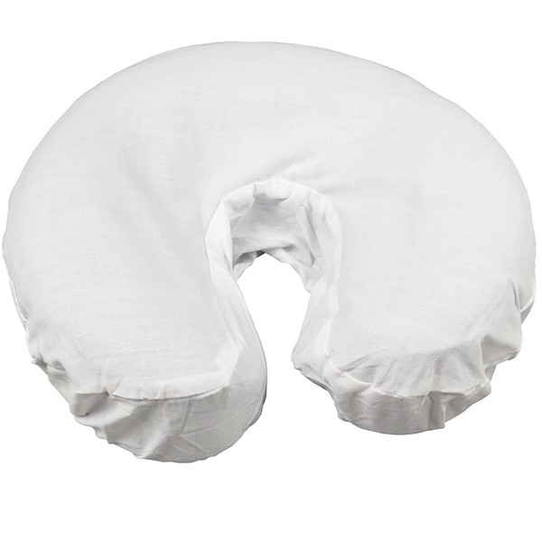 Body Linen Simplicity Poly Cotton Massage Face Cradle Covers (White, 100 Pack) - Clean, Crisp Fabric for Frequent Use and Washing, Colorfast and Latex-Free, Fits All Standard Massage Tables