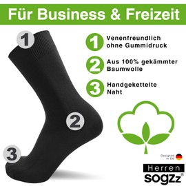 sogzz Men's Socks Made of 100% Cotton for Business & Leisure, 6 Pairs, Men's Socks Stockings, Black, White, Blue, Brown Mix Denim Mix, 39-42, 43-46, 47-50, (1) Black | 6 Pairs
