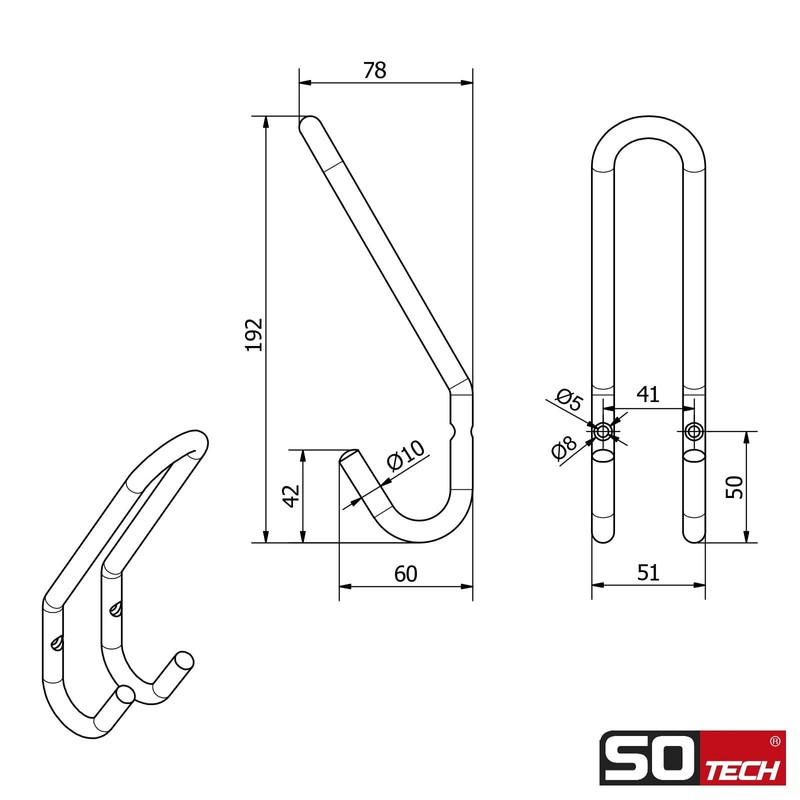 SOTECH Fara Coat Hook 192 x 51 mm Steel White