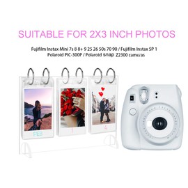 WINKINE Desktop Mini Photo Album Collection|Acrylic Tabletop Flip Calendar-Style Photo Frame|for Instax Mini 7s 8+ 9 25 26 50s SP-2 Film|Polaroid Snap PIC-300 Z2300 Gift 26 Pocket|52 Photo Display