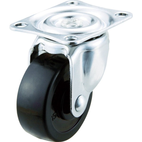 Trusco TYG-32 TYG Series Universal Rubber Caster, 1.3 in (32 mm), Plate-Mounted Rubber Caster (for Light to Medium Loads)