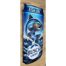 Busch Light Fish-On Salmon Aluminum Sign - Size: 14.4 In X 28 In X .030 In.