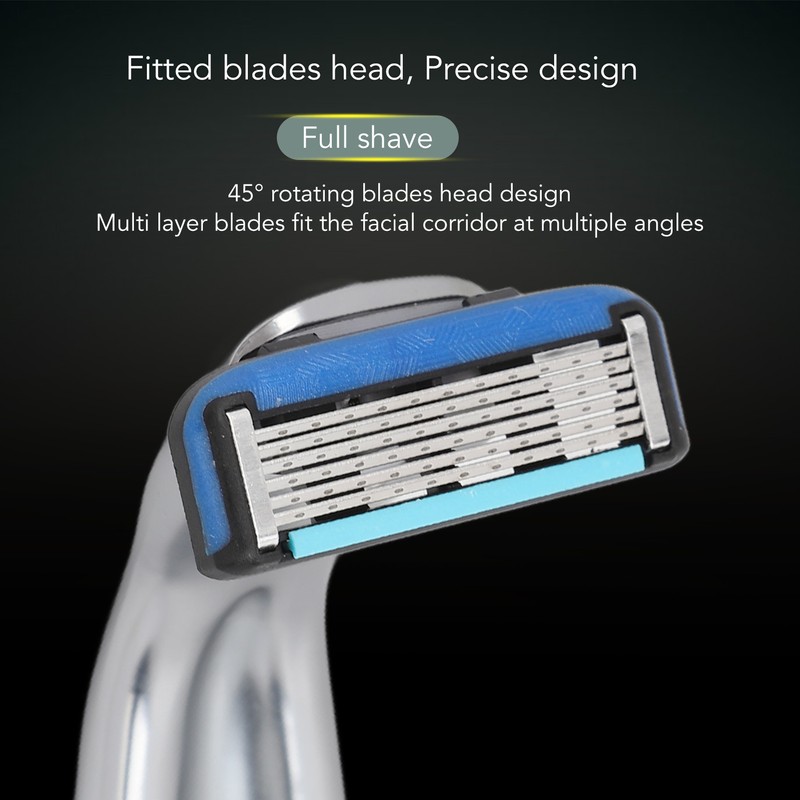 Men Manual Razor Six Blades Waterproof Precise Portable Removable Quick