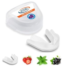 GAME GUARD Hockey Mouth Guard for Adults or Teens 13 Years and Up Mouth Guard for Boxing Rugby Football Martial Arts Kickboxing [Clear Blackcurrant Flavour - 1 Piece]