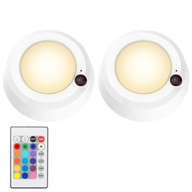 LUXSWAY Wireless Battery Ceiling Lights, Remote Shower Lights Color Changing, 300 Lumens Dimmable Wireless Ceiling Lights for Bedroom Shower Closet Hallyway, 5.67 Inch, 2 Pack