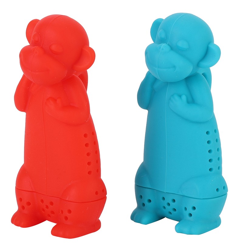 2Pcs Cute Cartoon Monkey Shape Silicone Tea Filter Infuser Strainer