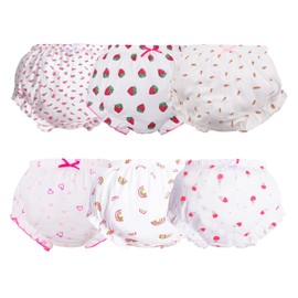 Orinery Cotton Underwear Baby Girl Undies Breathable Bloomers Briefs Infant Toddler Panties Kids Ruffle Assorted Boxer 6-Pack(BL203B, 4-5T)