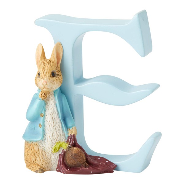 Enesco Beatrix Potter Alphabet Collection Letter E Peter Rabbit with Onion Figurine, 2.87 Inch, Multicolor