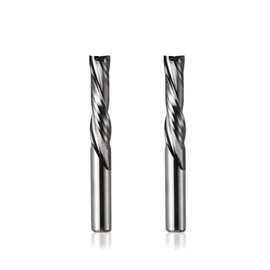 EU_HOZLY 6 mm Shank 2 Flutes Down Cut Million Milling Cutter CNC Milling Cutter End Mill 25 mm Cutting Length Spiral Cutter Wood Cutter Slot Cutter Wood Router Bit 2 Pieces (6 x 25 x 50 L)