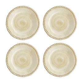 UP ware - 4 platos de melamina de 6 pulgadas, platos de postre para aperitivos, platos pequeños para servir, platos redondos para postres, aperitivos, frutas (arena de cuerda)