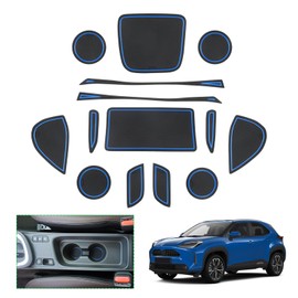 GAFAT Compatible with Toyota Yaris Cross 2021-2023 2024 Non-Slip Mats, Yaris Cross Hybrid XP210 Rubber Mats, Centre Console Mats, Door Seam Mats, Yaris Cross Accessories (Blue)