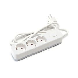 German L-Series 3-Way Power Strip with Switch, 5 m 3G Cable, 1.5 mm² in Elegant White and Grey, Perfect for Any Room, Ensures Comfort and Safety