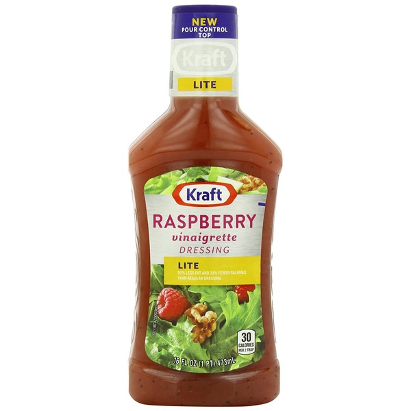 Kraft, Lite, Raspberry Vinaigrette Reduced Fat, 16oz Bottle (Pack of 3)