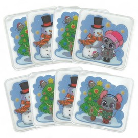 MIJOMA Set of 8 Hand Warmers for Bending, Reusable Pocket Warmers for Children and Adults, Heat Bending Cushion with Trendy Motifs, for Cold Days on the Go (Winter Mice, 9.5 x 9.5 cm)