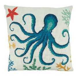 SARO LIFESTYLE Octopus Design Throw Pillow with Down Filling, Multi, 20"