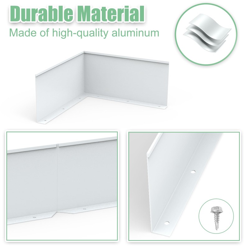 Memrita 4 Pcs Gutter Valley Splash Guards Roof Rain Diverter,Aluminum