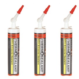 Thermosealant RTV Silicone Sealant-Aluminum Color-10.1 Ounce -Permanently Flexible-Industrial Grade-Pkg of 3 Tubes