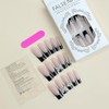 Black Press on Nails Long Square Fake Nails French Tip