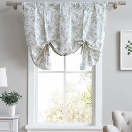 Laura Ashley - Valance, Cotton Tie Up Window Treatment, Chic Home Decor (Natalie, 25" x 50")