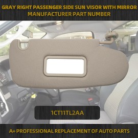 Dasbecan Gray Right Passenger Side Car Sun Visor W/Mirror Compatible with Dodge Ram 1500 2500 3500 2002 2003 2004 2005 2006 2007 2008 2009 Replaces# 1CT18TL2AA