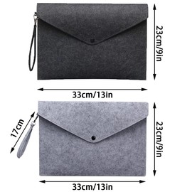 Felt File Folders, 2 Pack A4 Expanding File Bag Wallets Document Portfolio Case for School Office Supplies (Black&Gray)