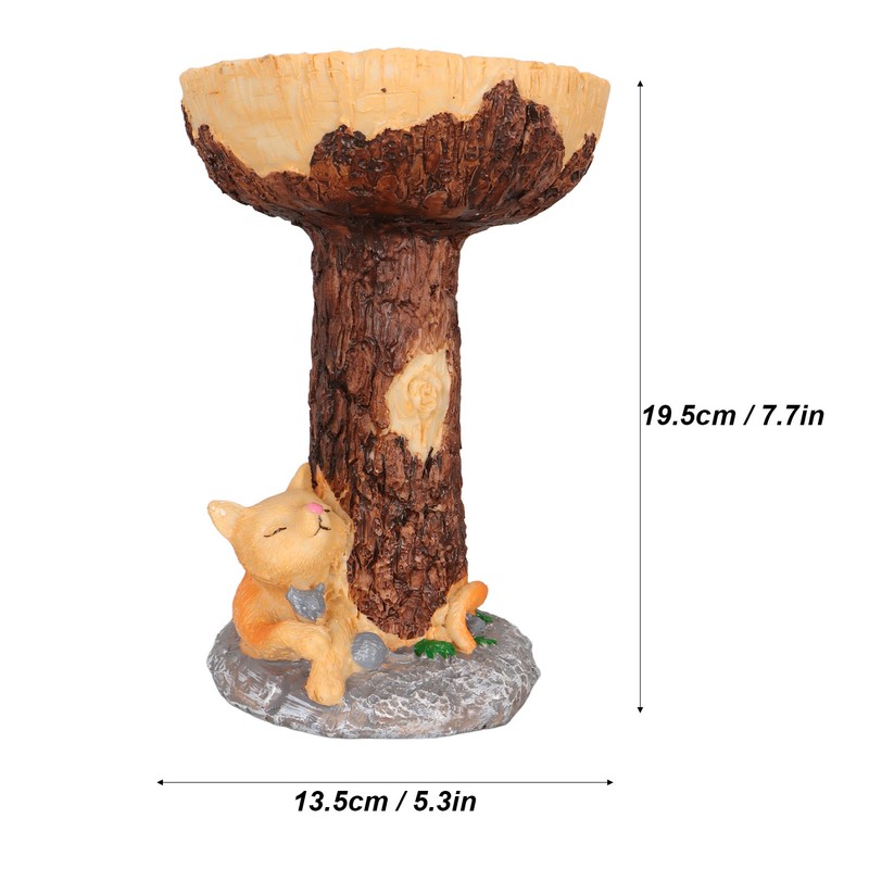 Cat Bird Bath Statue Durable Resin Bird Bath Bowl Exquisite