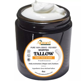 AJOMED whipped Tallow Moisturizer-dry Skin Cream Eczema, Rosacea- Sandalwood 4oz