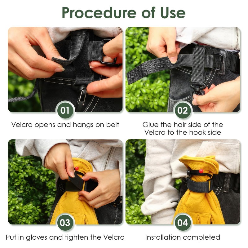 Glove Holder, Pack of 2 Belt Clips for Gloves, Adjustable