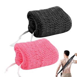 2 Piezas African Net Sponge, Esponja Para Baño Con Nudos, Limpieza Profunda Para Piel Seca, Experiencia De Ducha Tradicional, Textura Suave, Dimensiones 30 x 80 Cm, 100% Poliéster, Color Rosa Y Negro