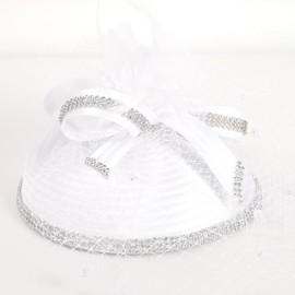 FORBUSITE Fascinators Hat for Women Church Tea Party Headband Derby Wedding Cocktail Hat (SD714-White)
