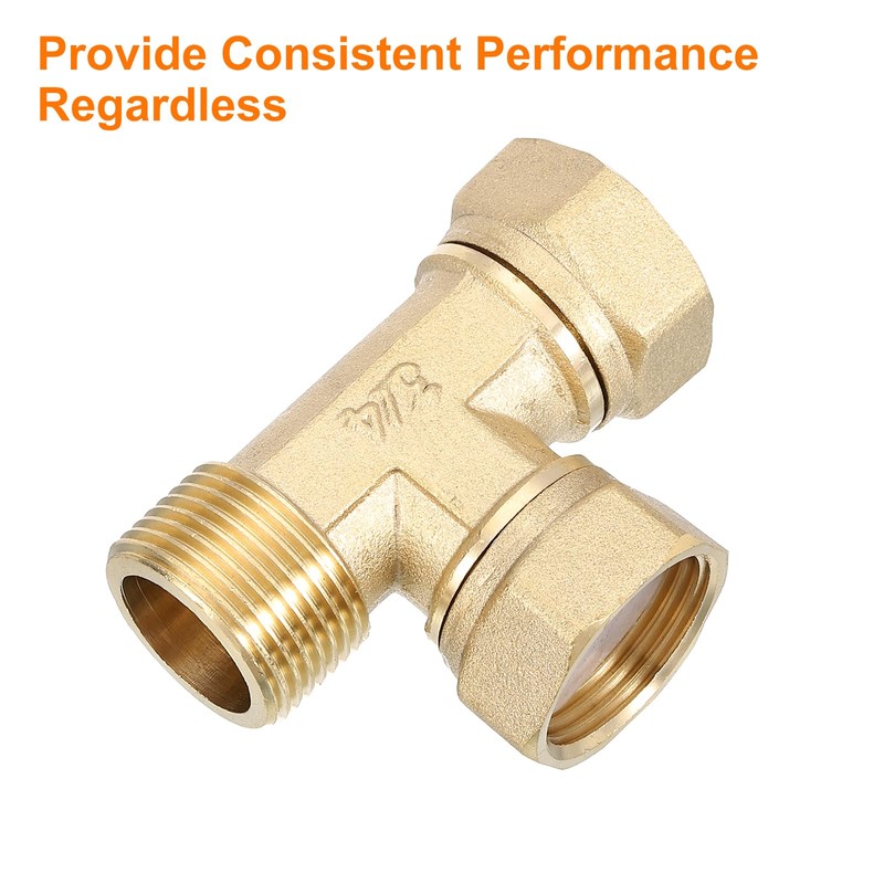 sourcing map Brass Tee Swivel Pipe Fitting, 3/4" (Female x