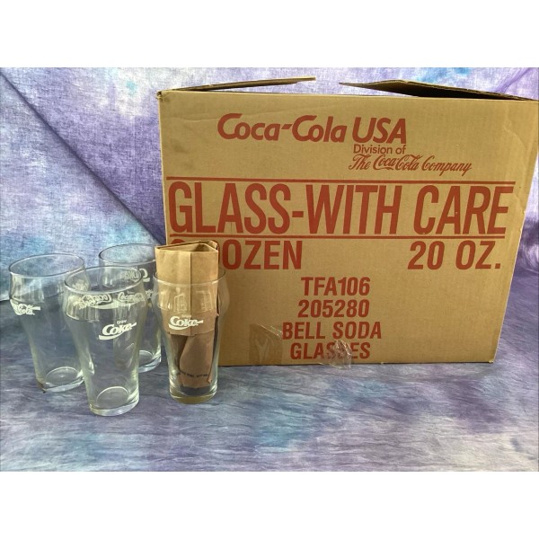 Coca-Cola Glass Bell Shaped 20 Ounce Glass Set Of 4