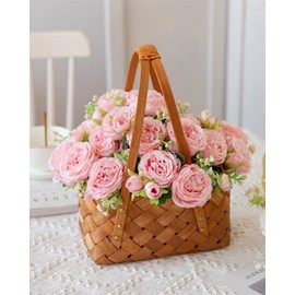 ASTRYAS 3pcs Pink Artificial Flowers Fake Silk Peony Flowers for Decoration Faux Peonies Spring Flowers for Home Kitchen Bridal Wedding Party Decor Christmas - Light Pink