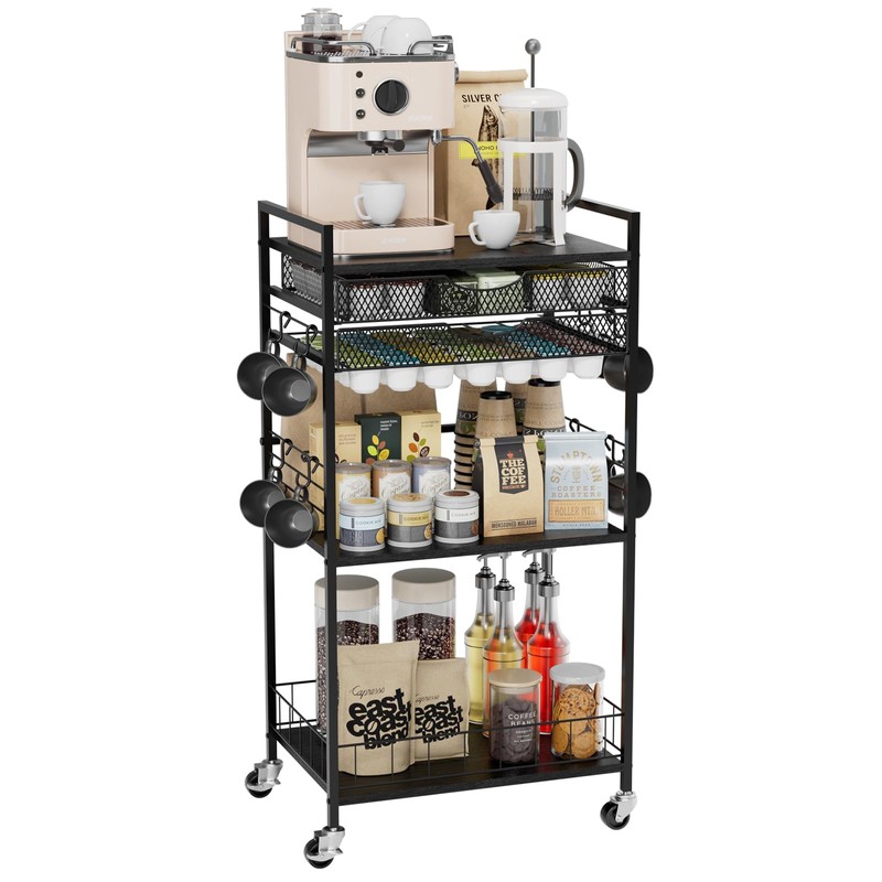 Homsorout Coffee Bar Station with Storage Drawer - 5 Tier